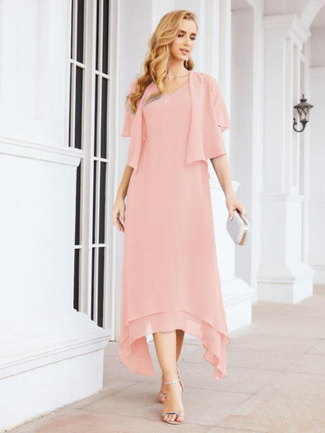 Vestido de fiesta formal de dos piezas corte A para la madre de la novia Sunderly SY28073