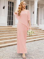 Vestido largo de fiesta formal Sunderly para la madre de la novia con capa de volantes SY28026