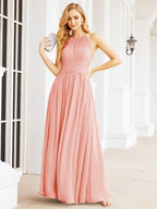 Baoleely Sleeveless Bridesmaid Dresses Long Prom Gown Zipper with Keyhole Back 28056