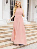 Baoleely Halter Bridesmaid Dress Empire Waist Formal Evening Prom Gown for Mother of The Bride 28030