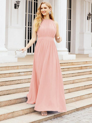 Baoleely Halter Bridesmaid Dress Empire Waist Formal Evening Prom Gown for Mother of The Bride 28030