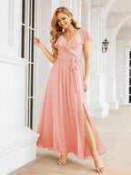 Bridesmaid Dresses with Flutter Sleeves Formal Evening Party Prom Gowns 28044
