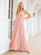 Baoleely Keyhole Bridesmaid Dresses Sleeveless Formal Evening Party Prom Gowns 28043