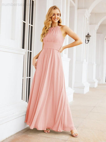 Vestidos de dama de honor Baoleely con escote tipo ojo de cerradura, sin mangas, para fiestas formales de noche y graduación 28043