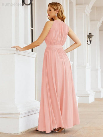 Baoleely Halter Bridesmaid Dress Empire Waist Formal Evening Prom Gown for Mother of The Bride 28030
