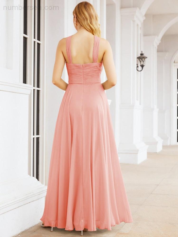 Baoleely Crisscross Halter Bridesmaid Dresses for Party Wedding Evening Prom Maxi Ball Gowns 28053