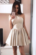 Simple Halter X Neck Strapless Homecoming Dresses, Evening Dress