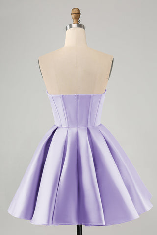 Cute A Line Sweetheart Corset Short Fuchsia Homecoming Dress with Beading