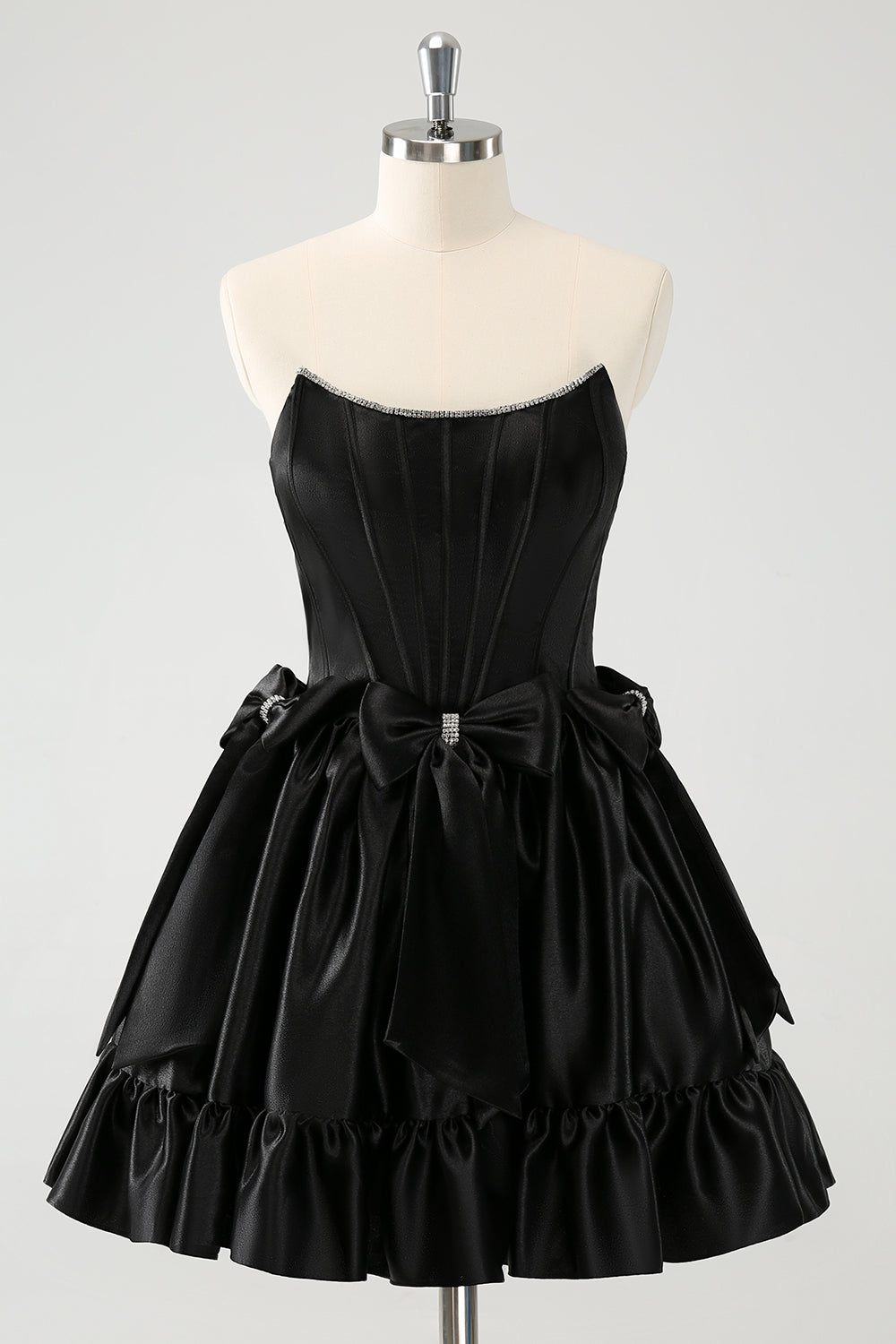 Trendy Fuchsia Strapless A-Line Satin Short Homecoming Dress with Bow