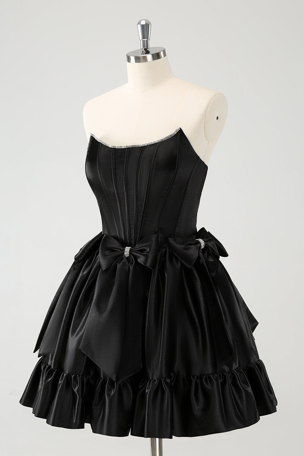 Trendy Fuchsia Strapless A-Line Satin Short Homecoming Dress with Bow