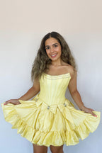 Trendy Fuchsia Strapless A-Line Satin Short Homecoming Dress with Bow