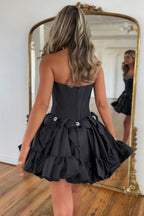 Trendy Fuchsia Strapless A-Line Satin Short Homecoming Dress with Bow