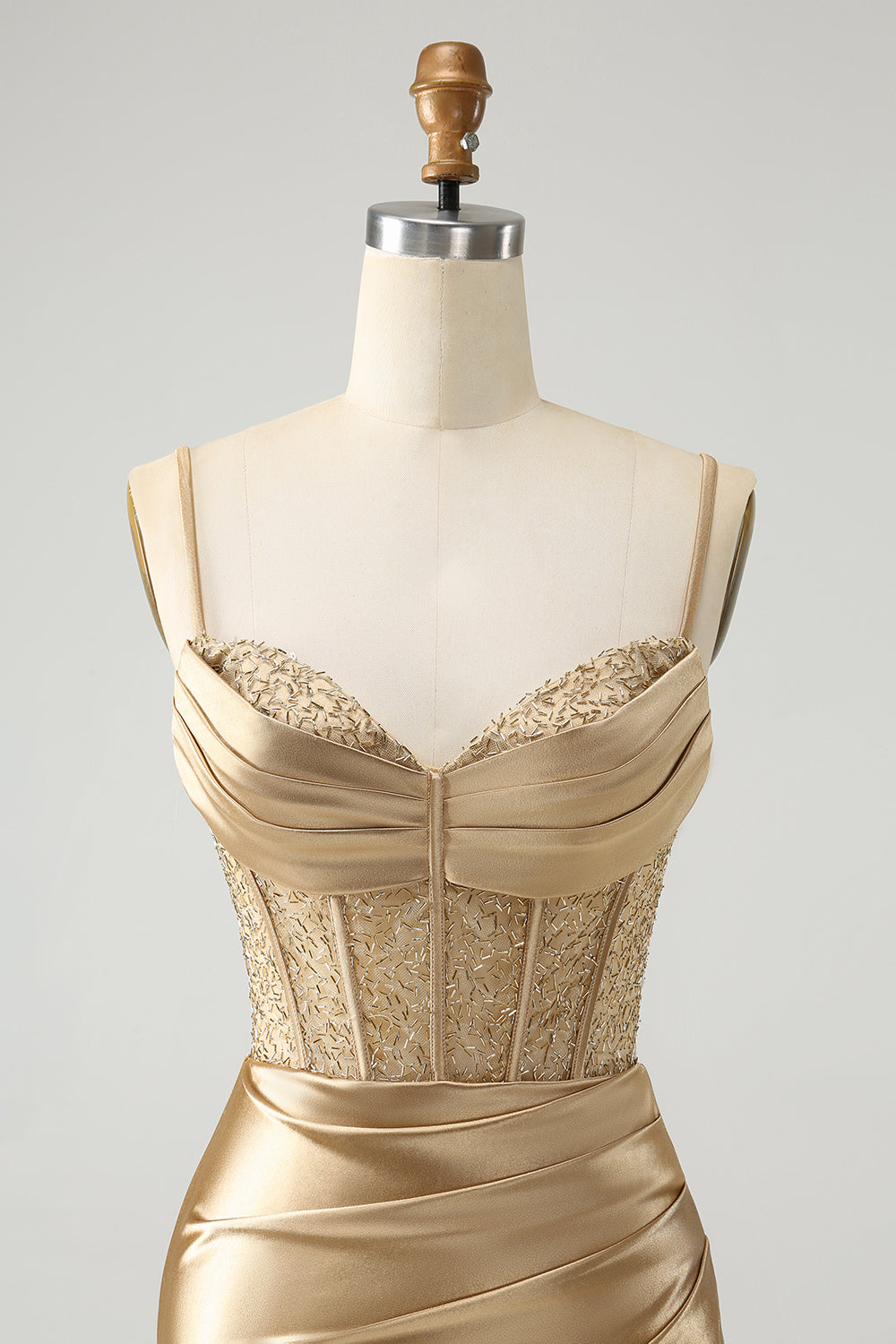 Gold Corset Short Homecoming Dress with Lace Up Back