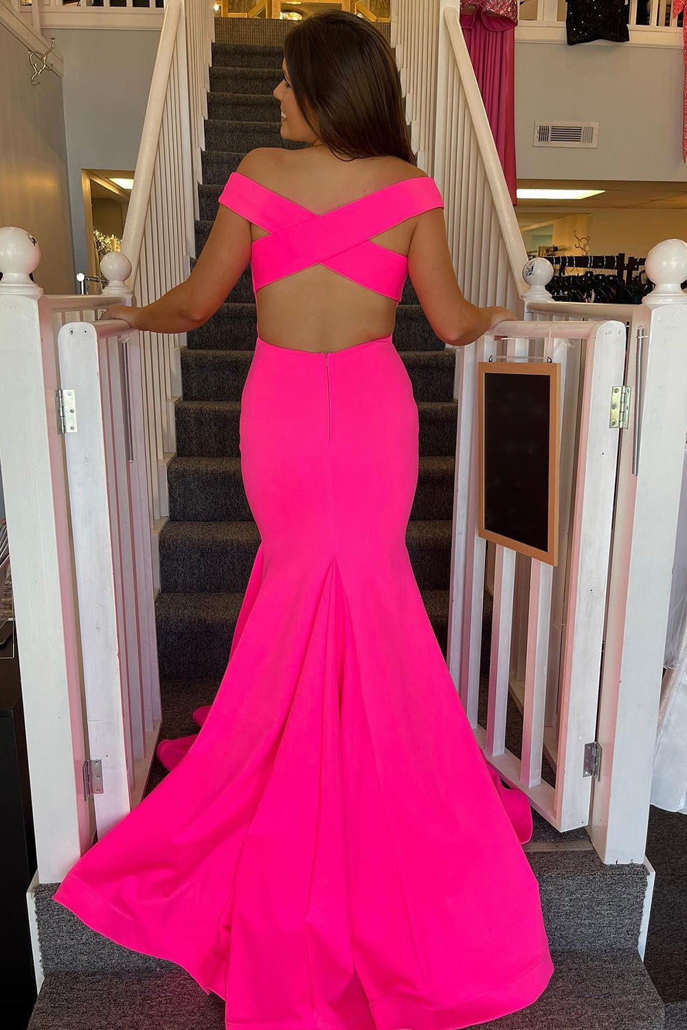 Satin Mermaid Prom Dress with Hollow-Out Back