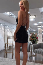 Sparkly Golden Spaghetti Straps Bodycon Homecoming Dress