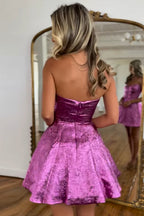 Robe de bal courte trapèze décolletée en cœur avec nœud