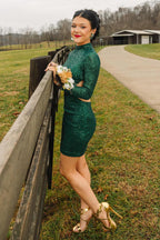 Sparkly Long Sleeves Sequins Bodycon Short Homecoming Dress with Open Back