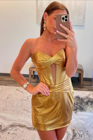 Metallic Sweetheart Bodycon Corset Homecoming Dress