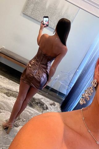 Metallic Sweetheart Bodycon Corset Homecoming Dress