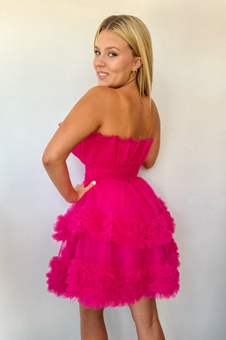 Strapless A-Line Tulle Tiered Short Homecoming Dress