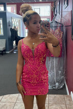 Robe courte moulante à sequins et fines bretelles spaghetti pour le bal de promo