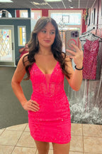 Spaghetti Straps Sequins Bodycon Corset Short Homecoming Dress