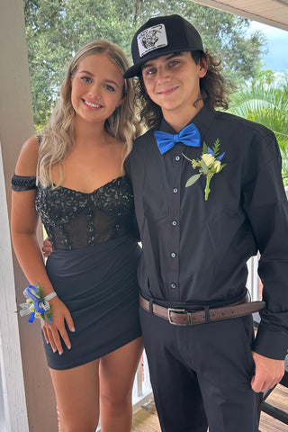 Off the Shoulder Sequins Bodycon Corset Short Homecoming Dress