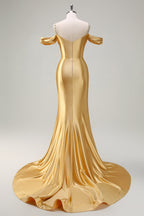Robe de bal longue sirène en satin rose poudré à fines bretelles froncées et sequins