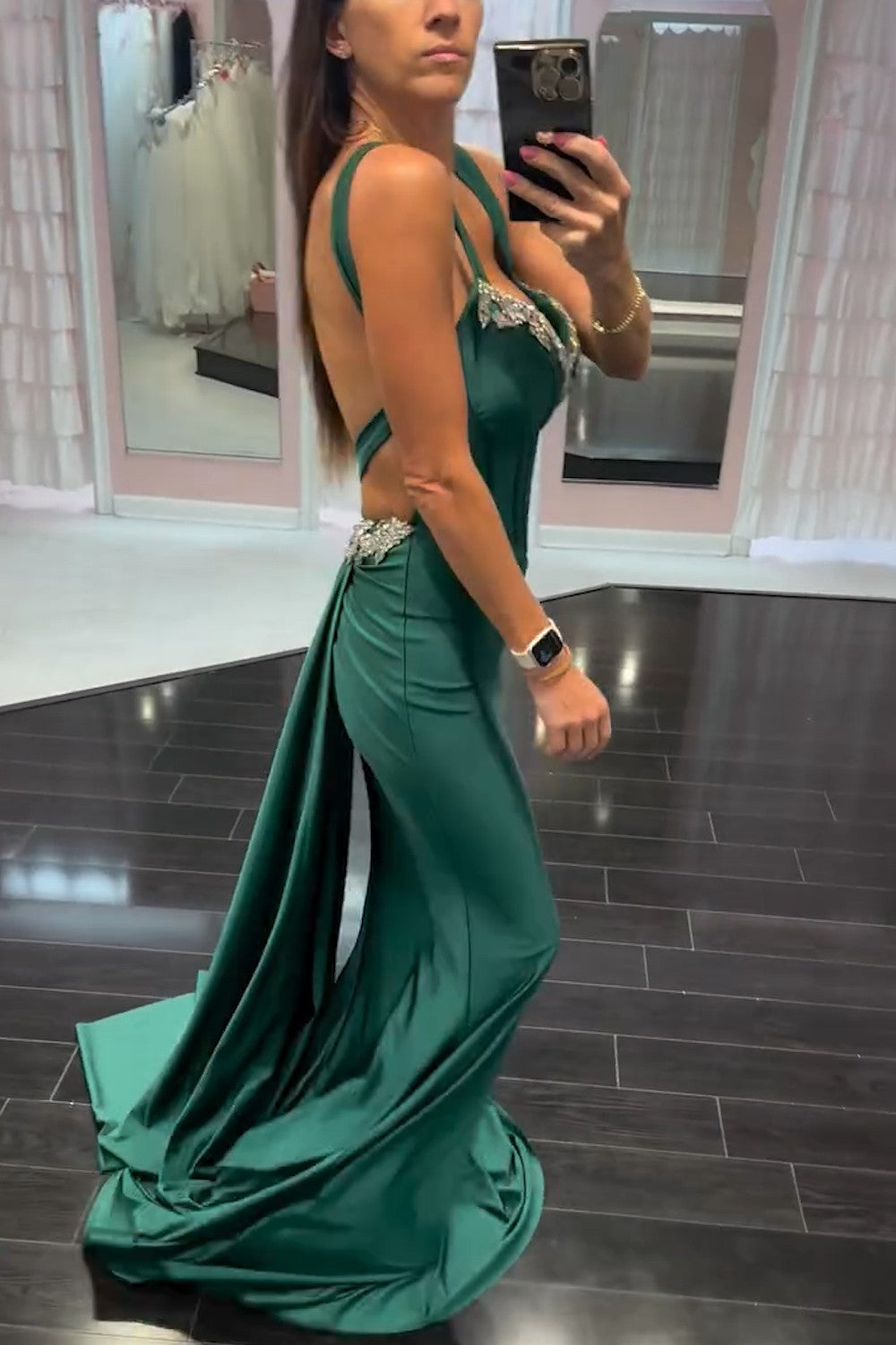 Spaghetti Straps Mermaid Long Corset Prom Dress with Beading