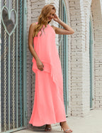 Vestido largo de gasa de talla grande para la madre de la novia, vestido de gala para dama de honor, vestido de graduación SY28019