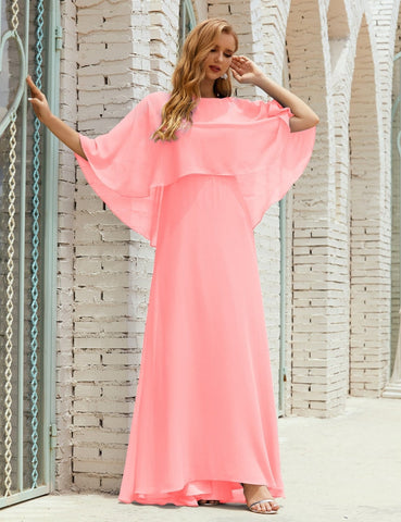 Vestido de dama de honor Sunderly para mujer, manga larga, cuello en V, de gasa, vestido formal de fiesta de boda SY28018