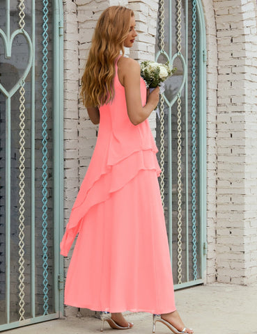 Vestido largo de gasa de talla grande para la madre de la novia, vestido de gala para dama de honor, vestido de graduación SY28019