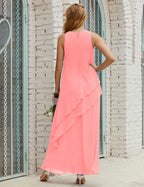 Vestido largo de gasa de talla grande para la madre de la novia, vestido de gala para dama de honor, vestido de graduación SY28019