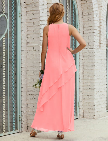 Vestido largo de gasa de talla grande para la madre de la novia, vestido de gala para dama de honor, vestido de graduación SY28019