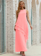 Vestido largo de gasa de talla grande para la madre de la novia, vestido de gala para dama de honor, vestido de graduación SY28019