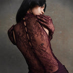 Lace Patchwork Deep V Ruched Prom Dress