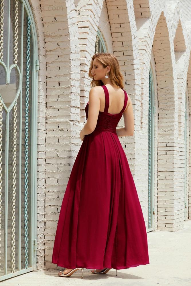 Vestidos de dama de honor con cuello halter, vestido formal de cóctel o de fiesta 28015 