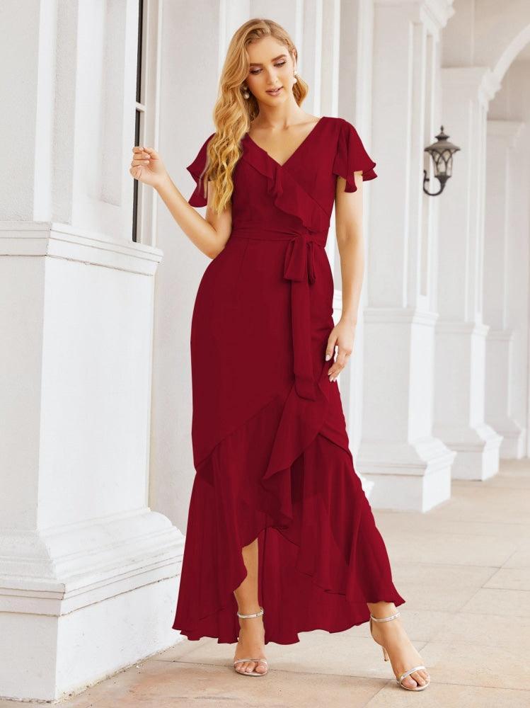 Baoleely Ruffled Bridesmaid Dresses Mermaid Formal Violin Evening Party Prom Gowns 28042