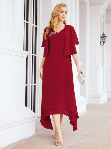 Vestido de fiesta formal de dos piezas corte A para la madre de la novia Sunderly SY28073