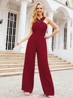 Baoleely Crisscross Neck Jumpsuit Formal Evening Dress Long Bridesmaid Dresses Bell-bottomed Pants 28033