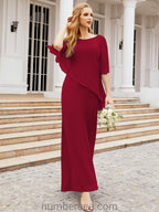 Vestido largo de fiesta formal Sunderly para la madre de la novia con capa de volantes SY28026