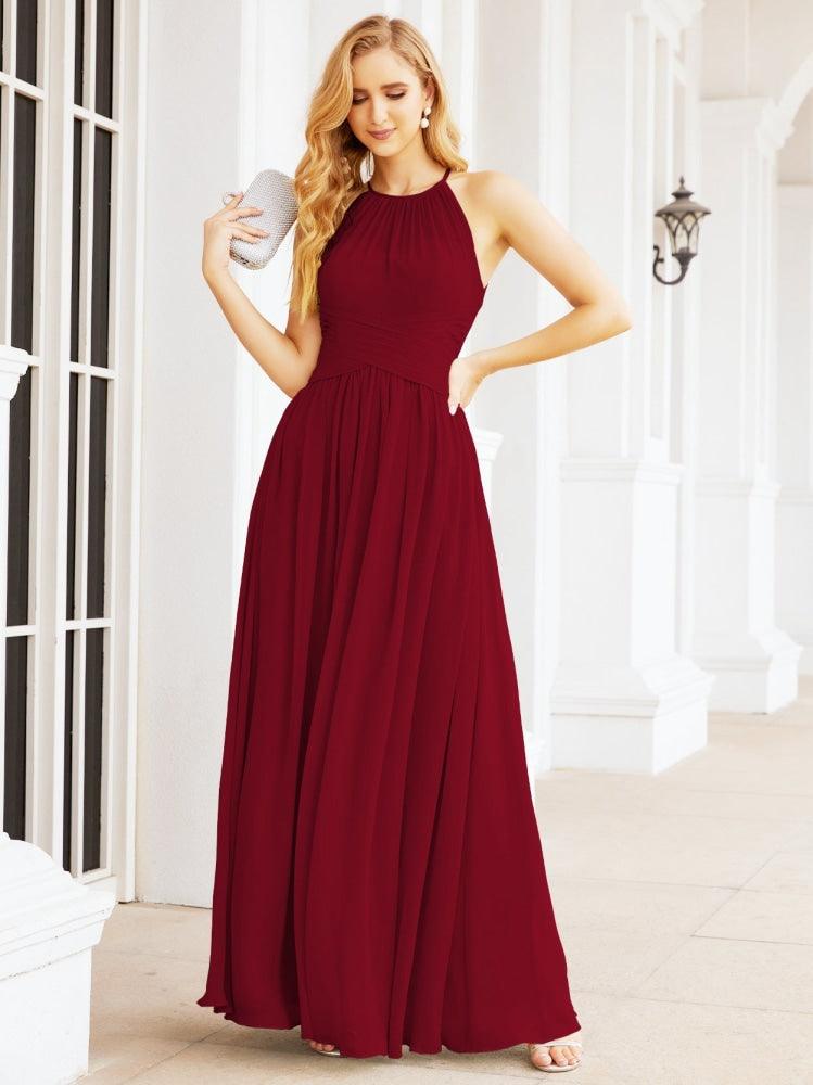 Baoleely Sleeveless Bridesmaid Dresses Long Prom Gown Zipper with Keyhole Back 28056