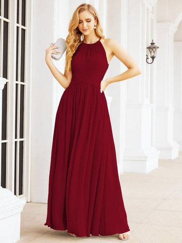 Baoleely Sleeveless Bridesmaid Dresses Long Prom Gown Zipper with Keyhole Back 28056