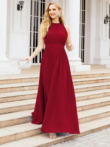 Baoleely Halter Bridesmaid Dress Empire Waist Formal Evening Prom Gown for Mother of The Bride 28030