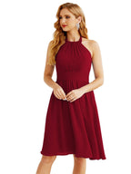Robe de demoiselle d'honneur courte en mousseline de soie, dos nu, sans manches, robe de soirée formelle, dos nu, Baoleely 28023 