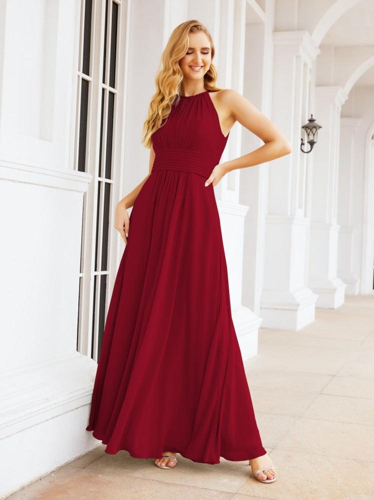 Baoleely Keyhole Bridesmaid Dresses Sleeveless Formal Evening Party Prom Gowns 28043
