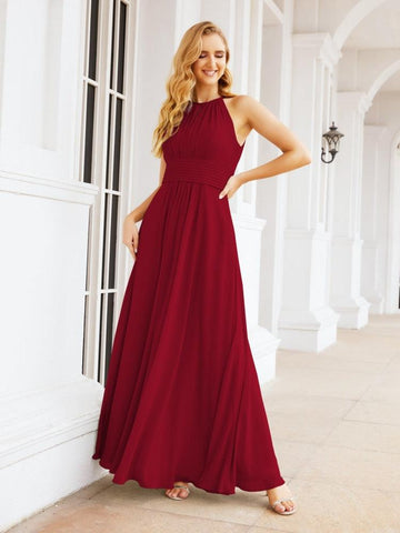 Vestidos de dama de honor Baoleely con escote tipo ojo de cerradura, sin mangas, para fiestas formales de noche y graduación 28043