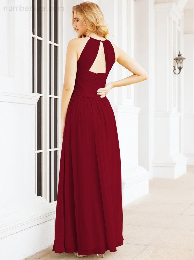 Baoleely Sleeveless Bridesmaid Dresses Long Prom Gown Zipper with Keyhole Back 28056