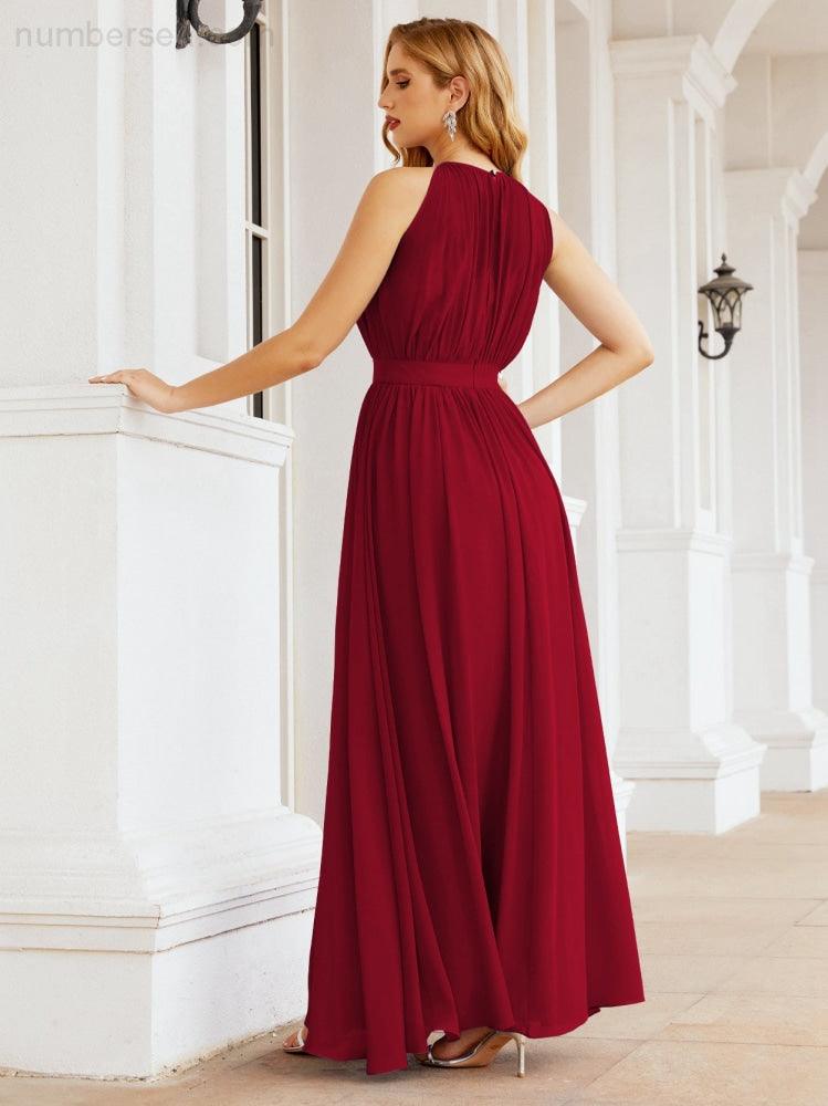Baoleely Halter Bridesmaid Dress Empire Waist Formal Evening Prom Gown for Mother of The Bride 28030
