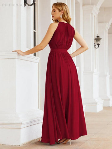 Baoleely Halter Bridesmaid Dress Empire Waist Formal Evening Prom Gown for Mother of The Bride 28030